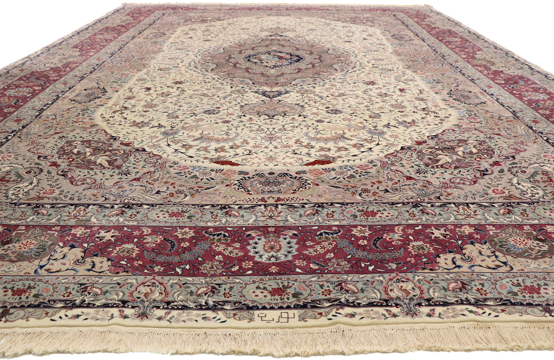 12 x 18 Antique Persian Tabriz Rug 77360
