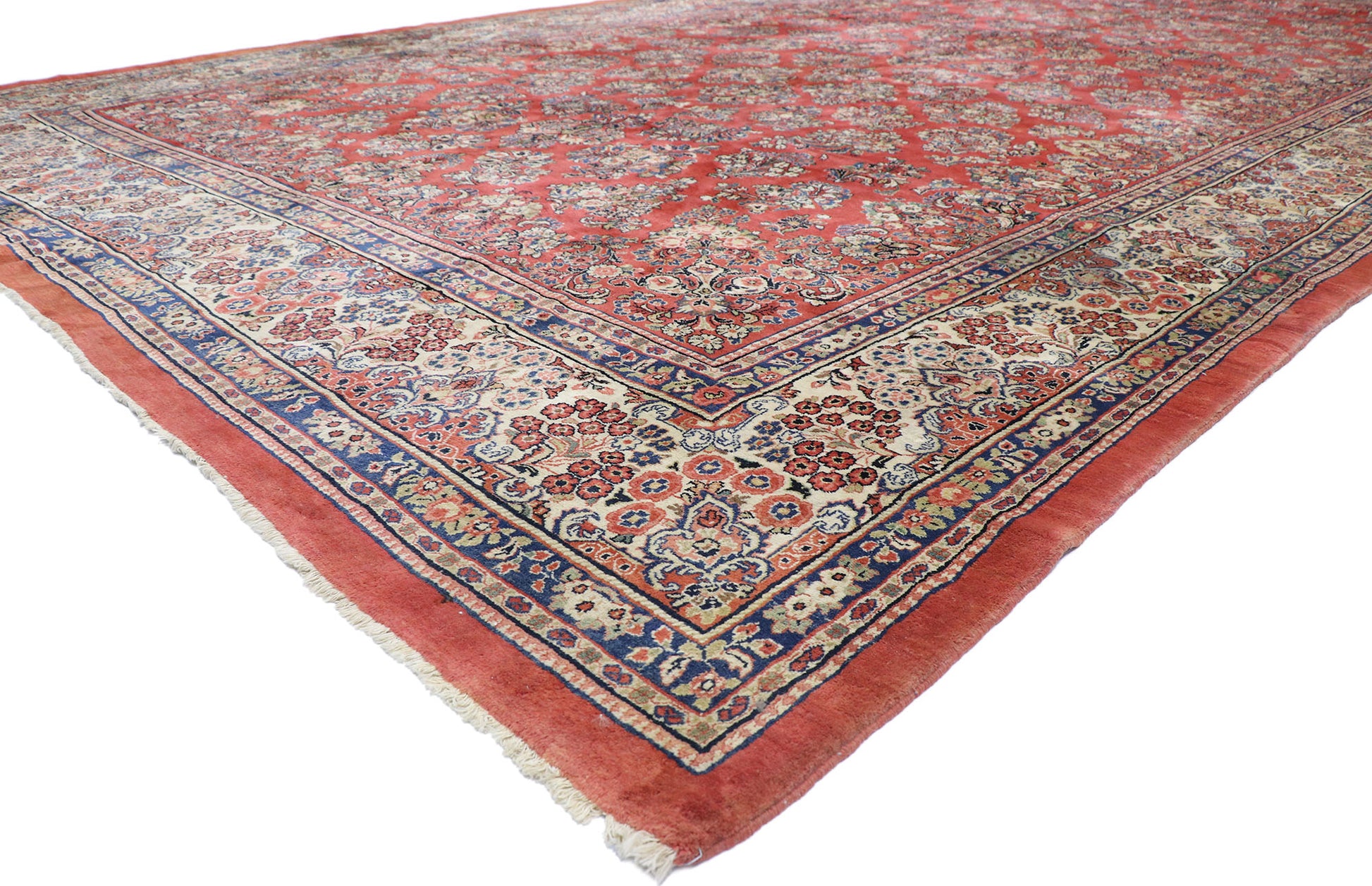 12 x 23 Antique Persian Sarouk Rug 74401