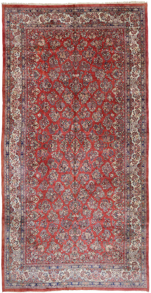 12 x 23 Antique Persian Sarouk Rug 74401