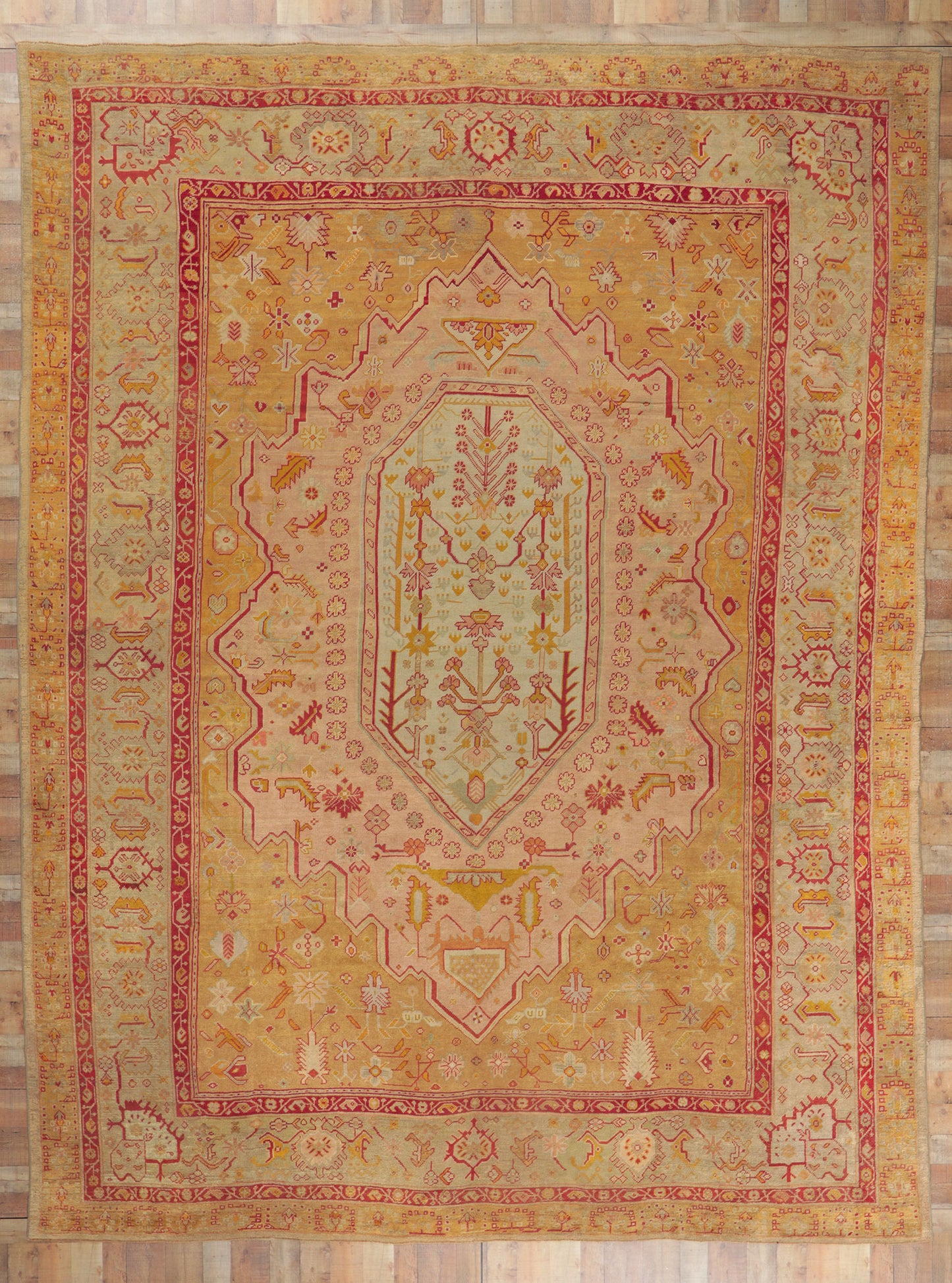 13 x 16 Antique Turkish Oushak Rug 76888