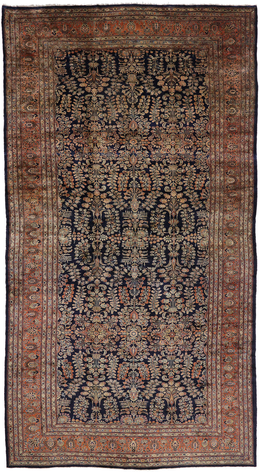 13 x 24 Antique Persian Mohajeran Sarouk Rug 78094