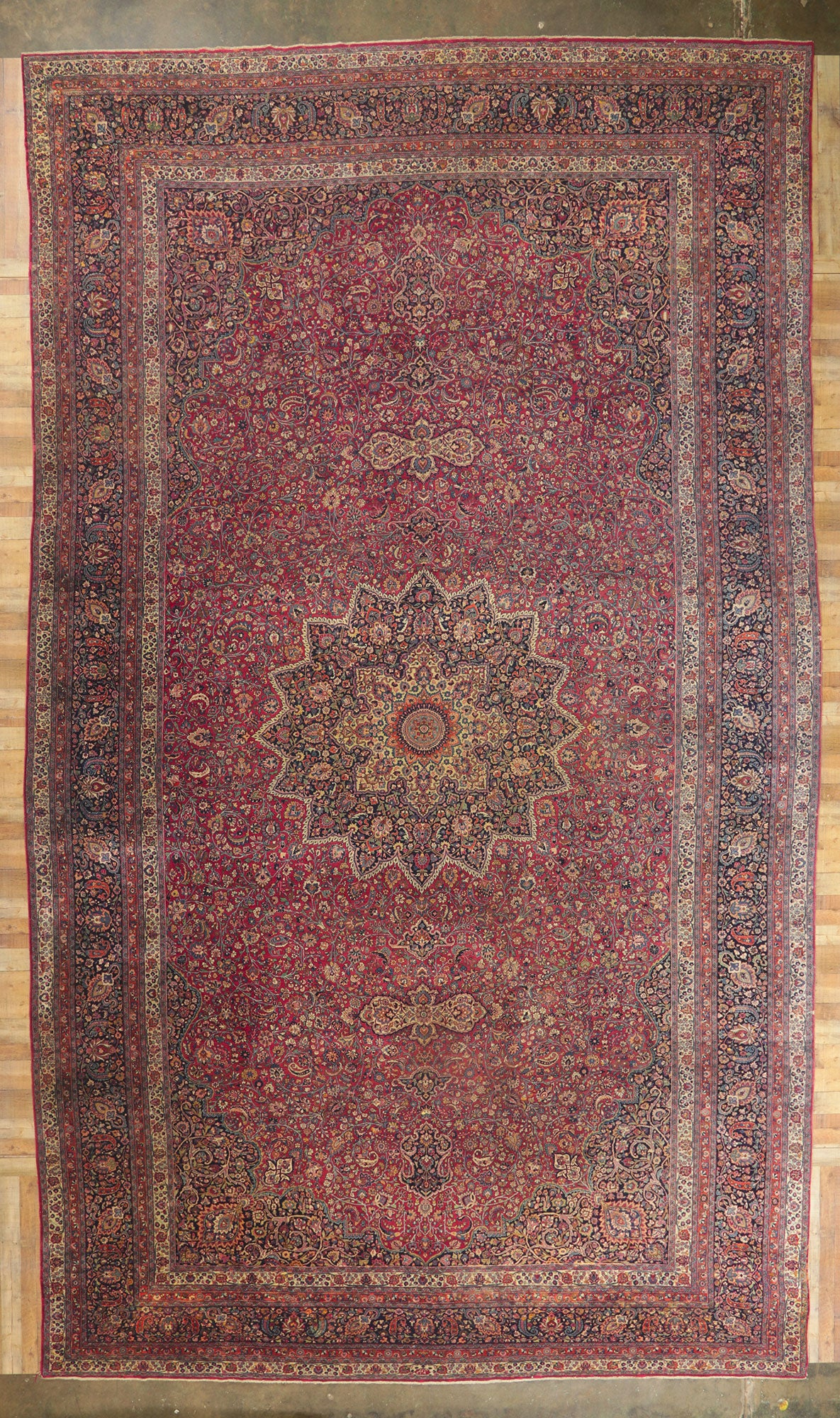 14 x 25 Antique Persian Mashhad Rug 78415