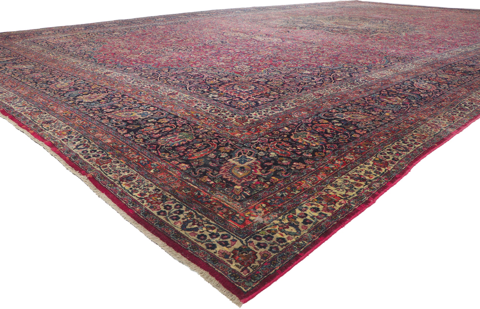 14 x 25 Antique Persian Mashhad Rug 78415