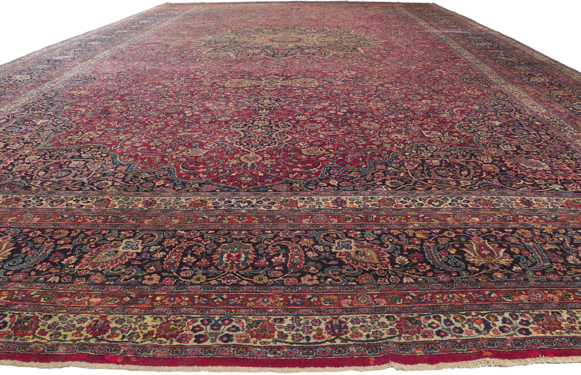 14 x 25 Antique Persian Mashhad Rug 78415