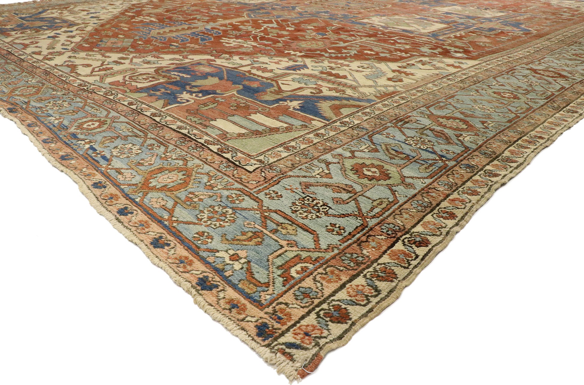 14 x 19 Antique Persian Serapi Rug 72743