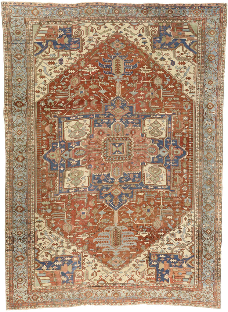 14 x 19 Antique Persian Serapi Rug 72743