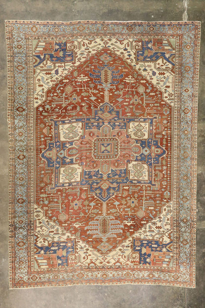 14 x 19 Antique Persian Serapi Rug 72743