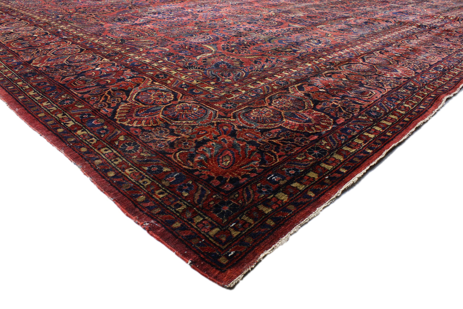 14 x 31 Antique Persian Sarouk Rug 74845