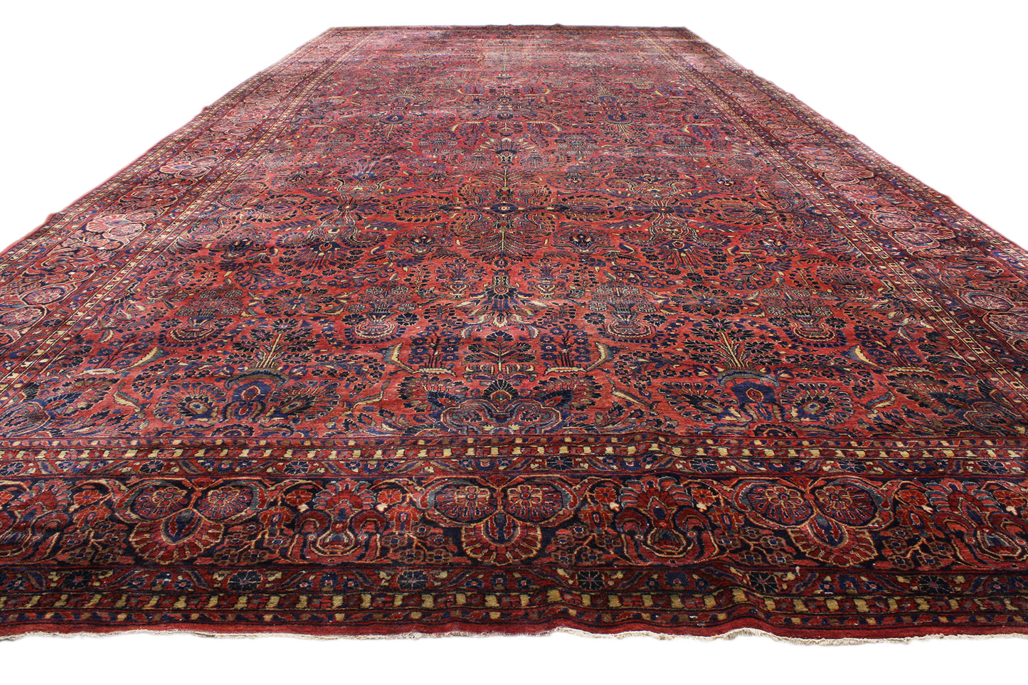 14 x 31 Antique Persian Sarouk Rug 74845