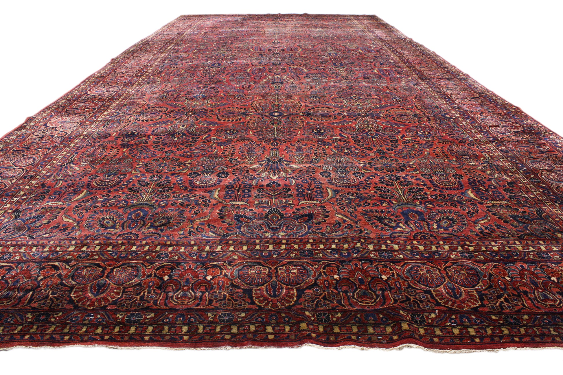 14 x 31 Antique Persian Sarouk Rug 74845