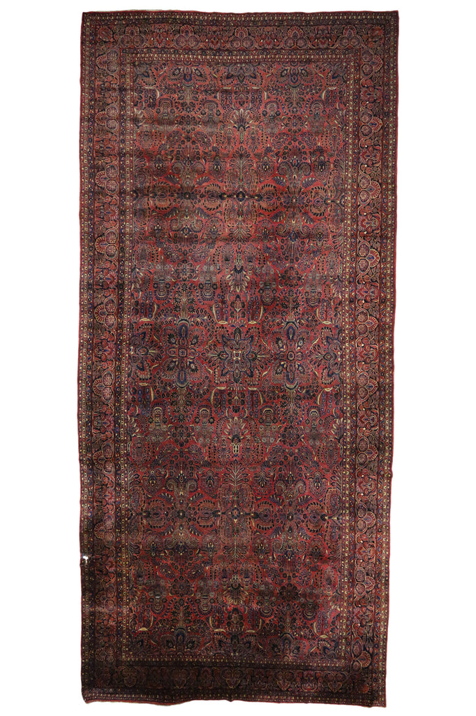 14 x 31 Antique Persian Sarouk Rug 74845