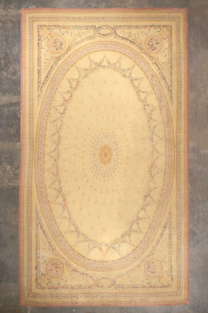 15 x 25 Antique French Aubusson Rug 74394