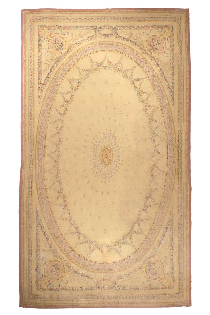 15 x 25 Antique French Aubusson Rug 74394