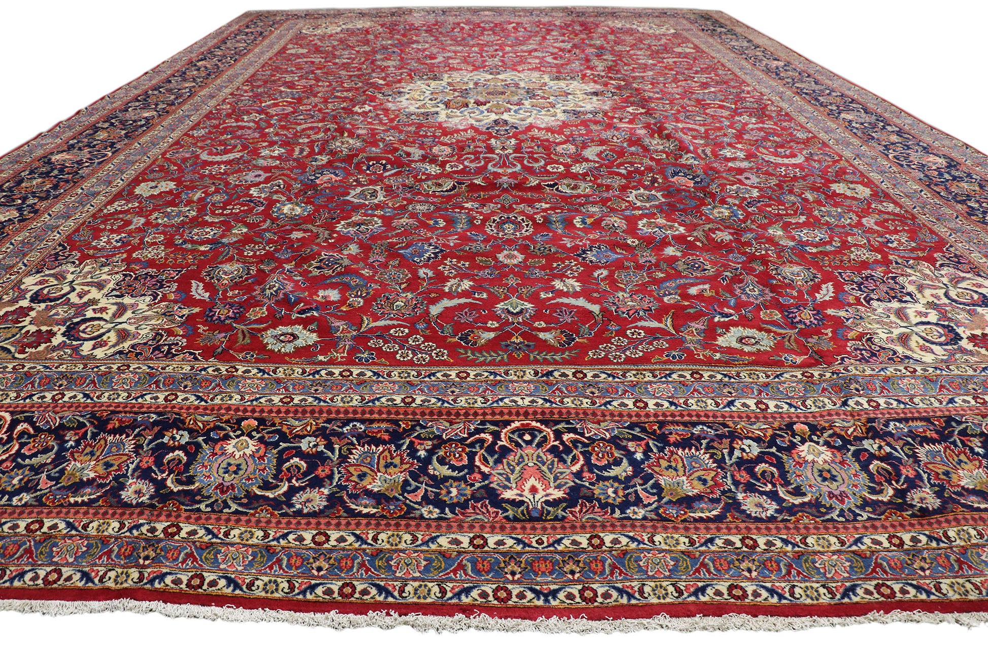 15 x 23 Antique Persian Kashan Rug 75650
