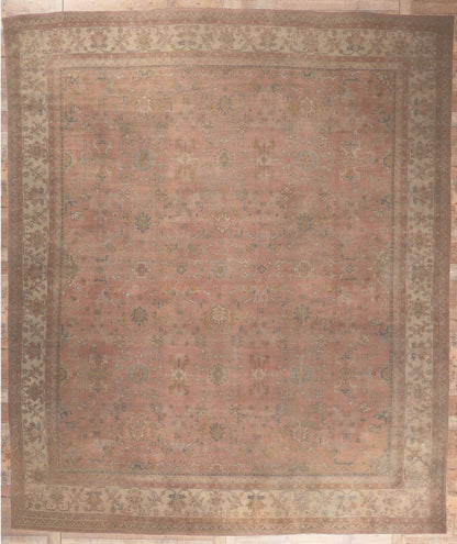 16 x 19 Antique Turkish Pink Oushak Rug 77746