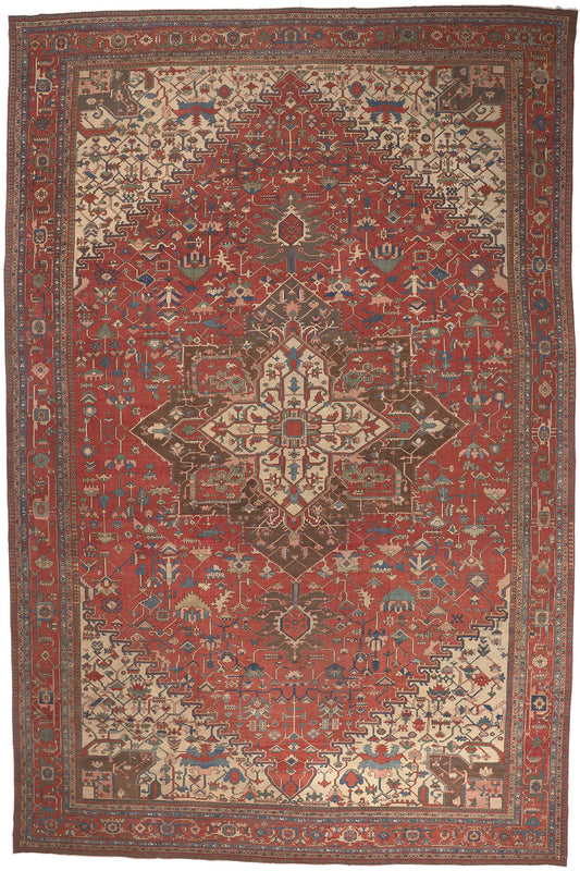 16 x 24 Antique Persian Serapi Rug 77525