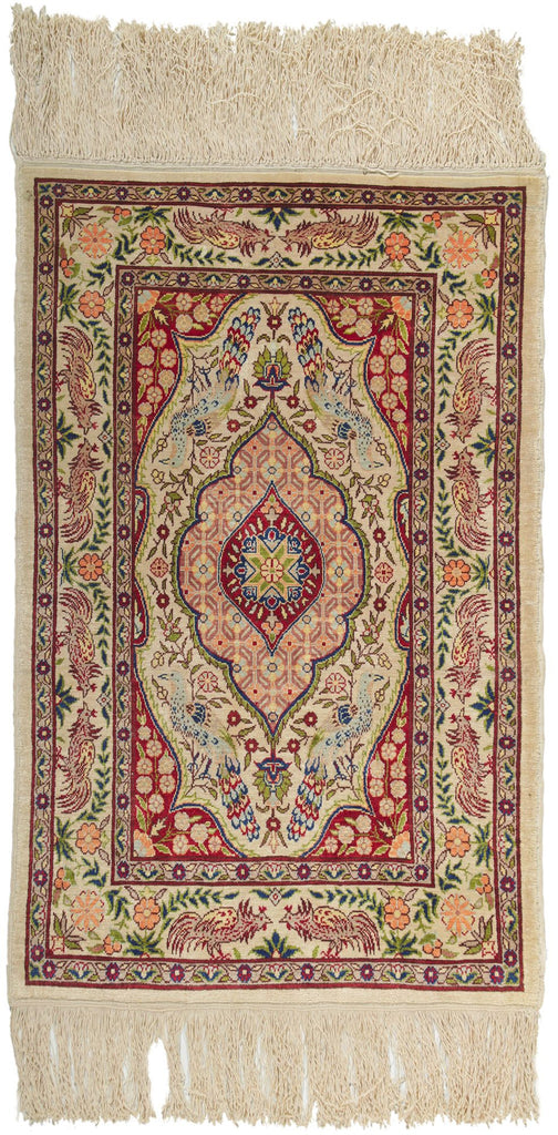 2 x 2 Vintage Turkish Silk Hereke Rug 78515