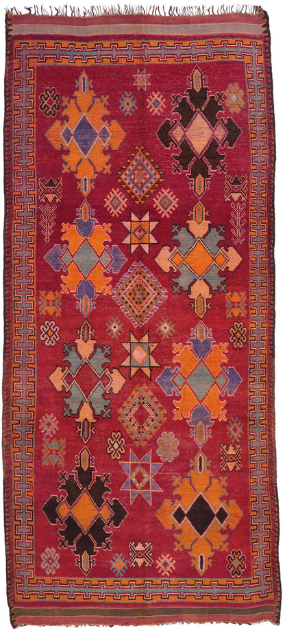 7 x 15 Vintage Red Boujad Moroccan Rug 20190