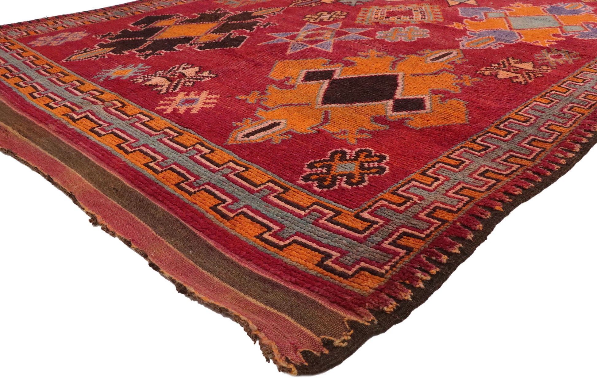 7 x 15 Vintage Red Boujad Moroccan Rug 20190