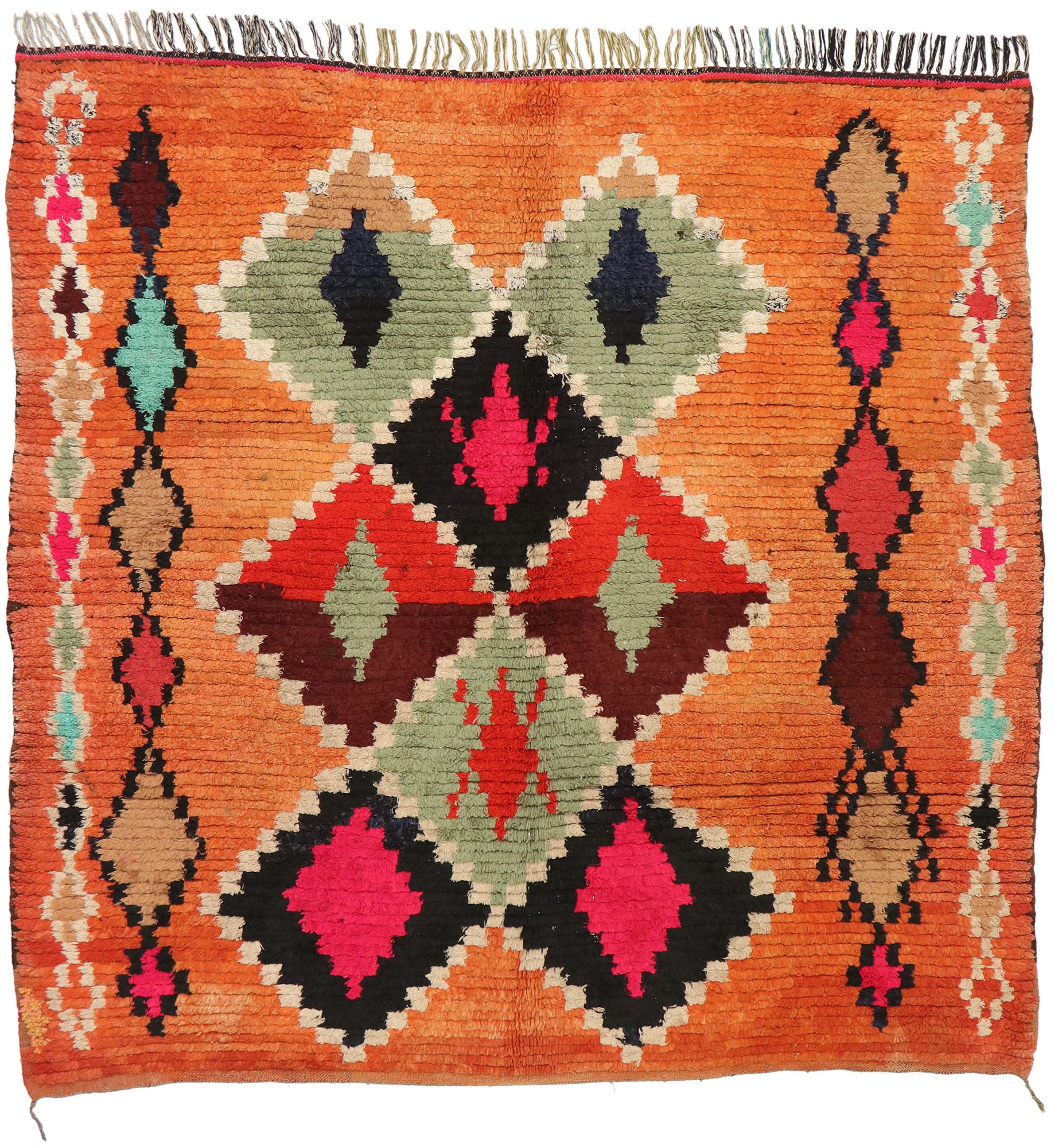6 x 6 Vintage Orange Boujad Moroccan Rug 20227