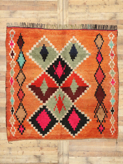 6 x 6 Vintage Orange Boujad Moroccan Rug 20227