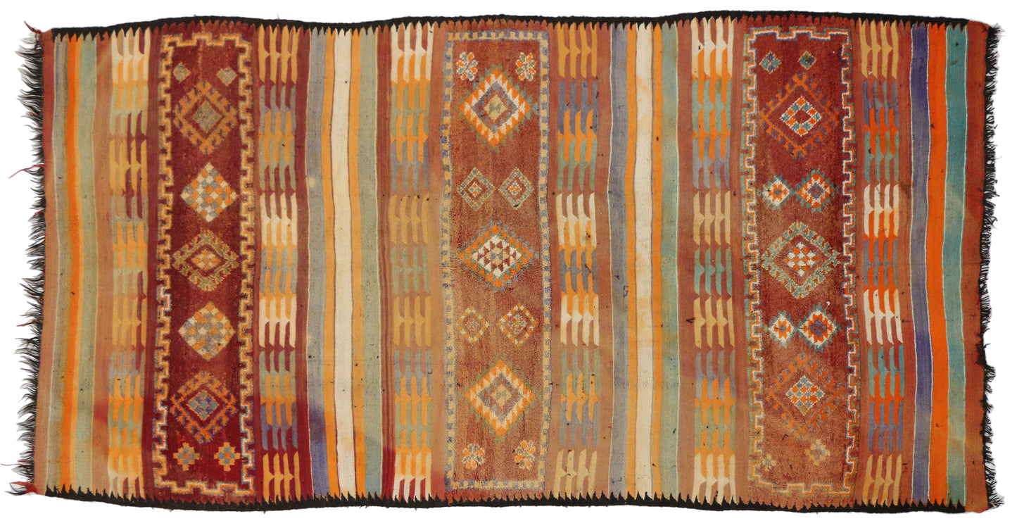 7 x 13 Vintage Taznakht Moroccan Kilim Rug 20418