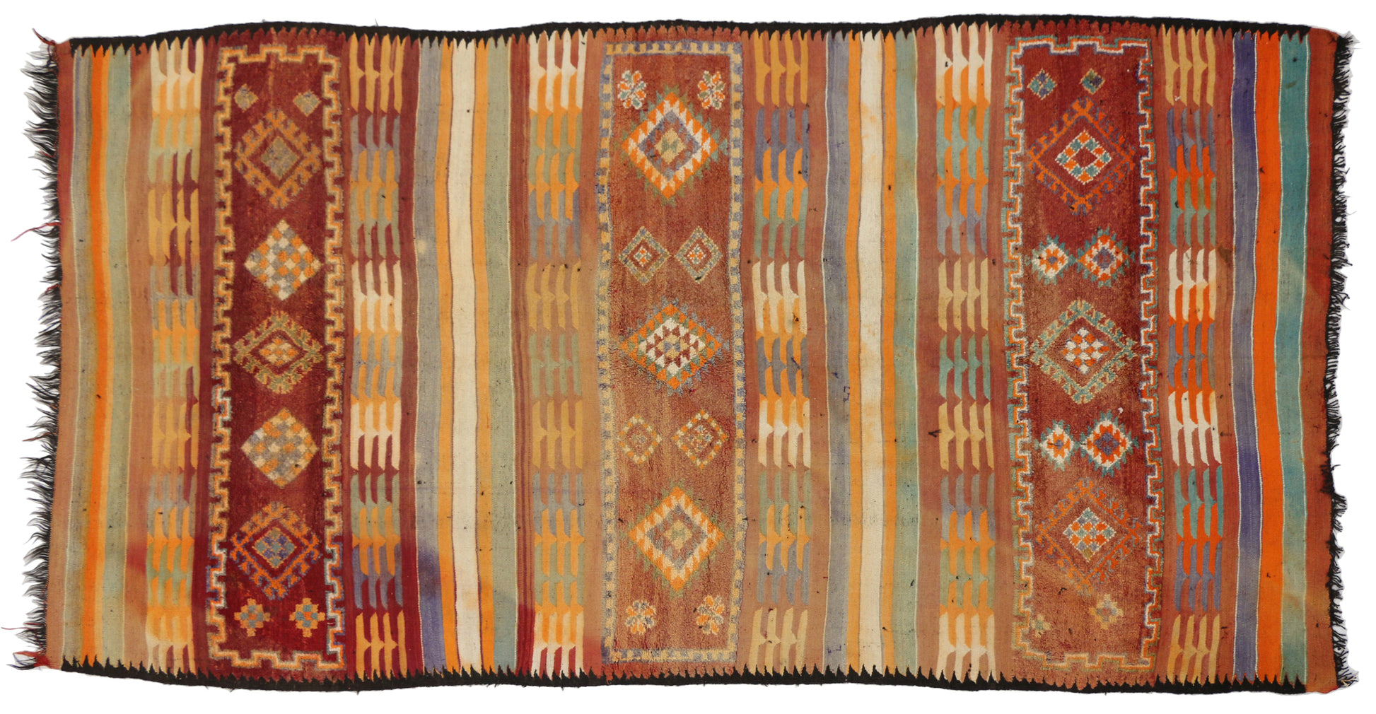 7 x 13 Vintage Taznakht Moroccan Kilim Rug 20418