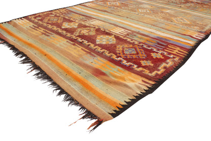 7 x 13 Vintage Taznakht Moroccan Kilim Rug 20418