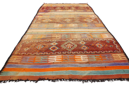 7 x 13 Vintage Taznakht Moroccan Kilim Rug 20418