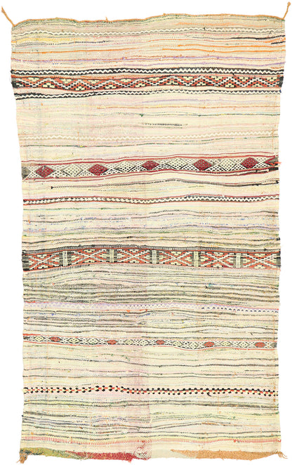 4 x 8 Vintage Boucherouite Moroccan Kilim Rug 20578
