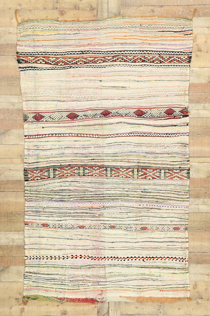 4 x 8 Vintage Boucherouite Moroccan Kilim Rug 20578
