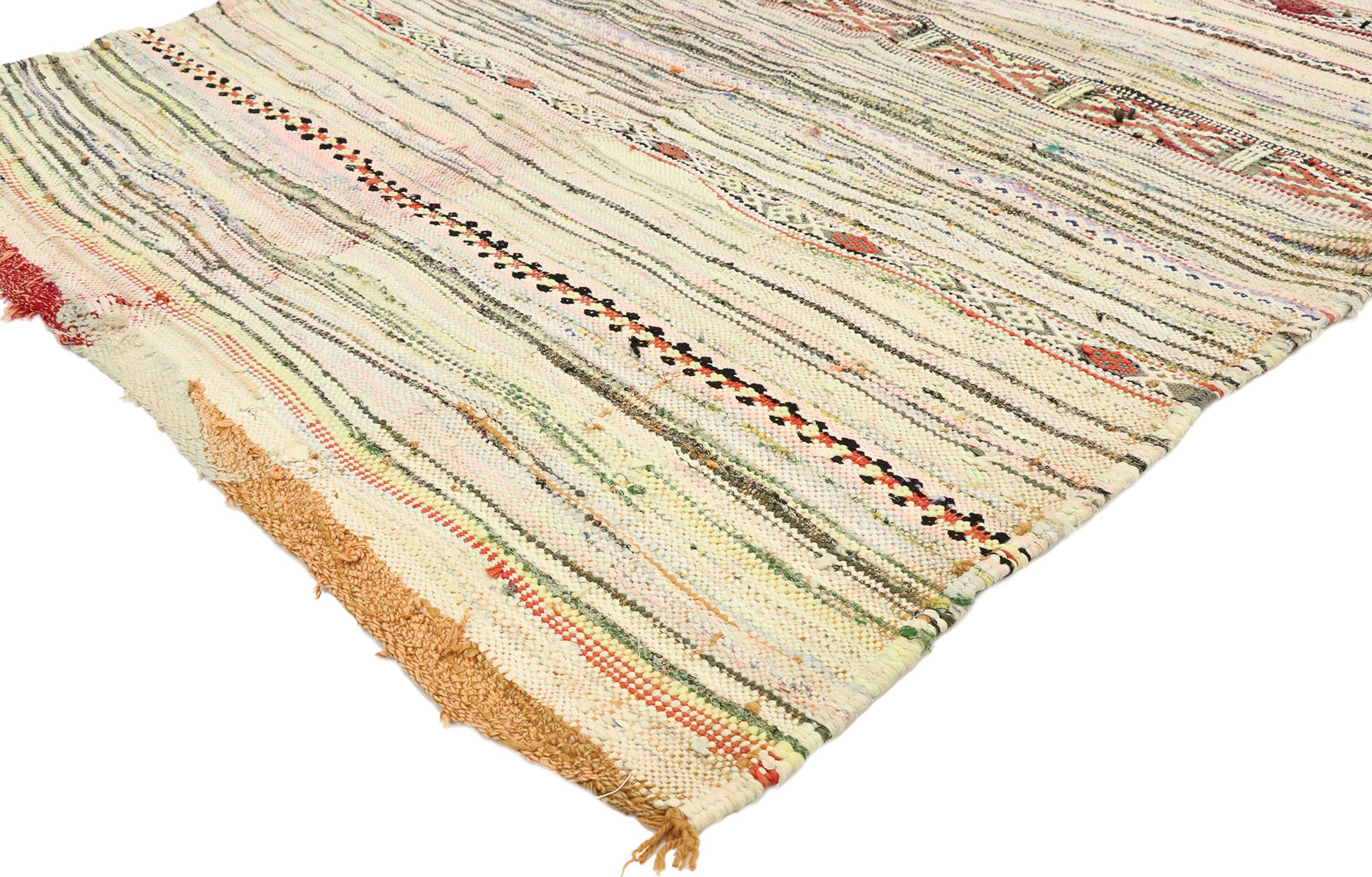 4 x 8 Vintage Boucherouite Moroccan Kilim Rug 20578