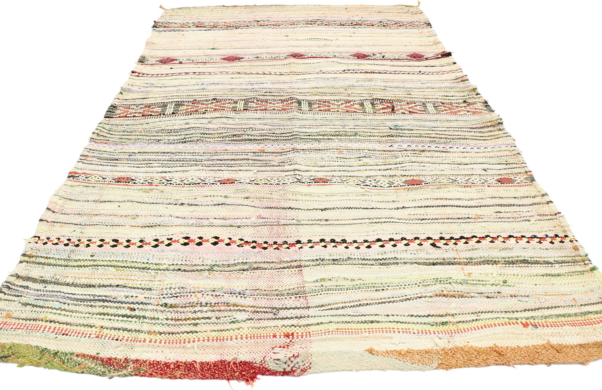 4 x 8 Vintage Boucherouite Moroccan Kilim Rug 20578
