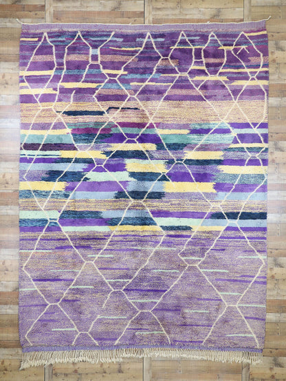 10 x 13 Modern Purple Beni Mrirt Moroccan Rug 20809