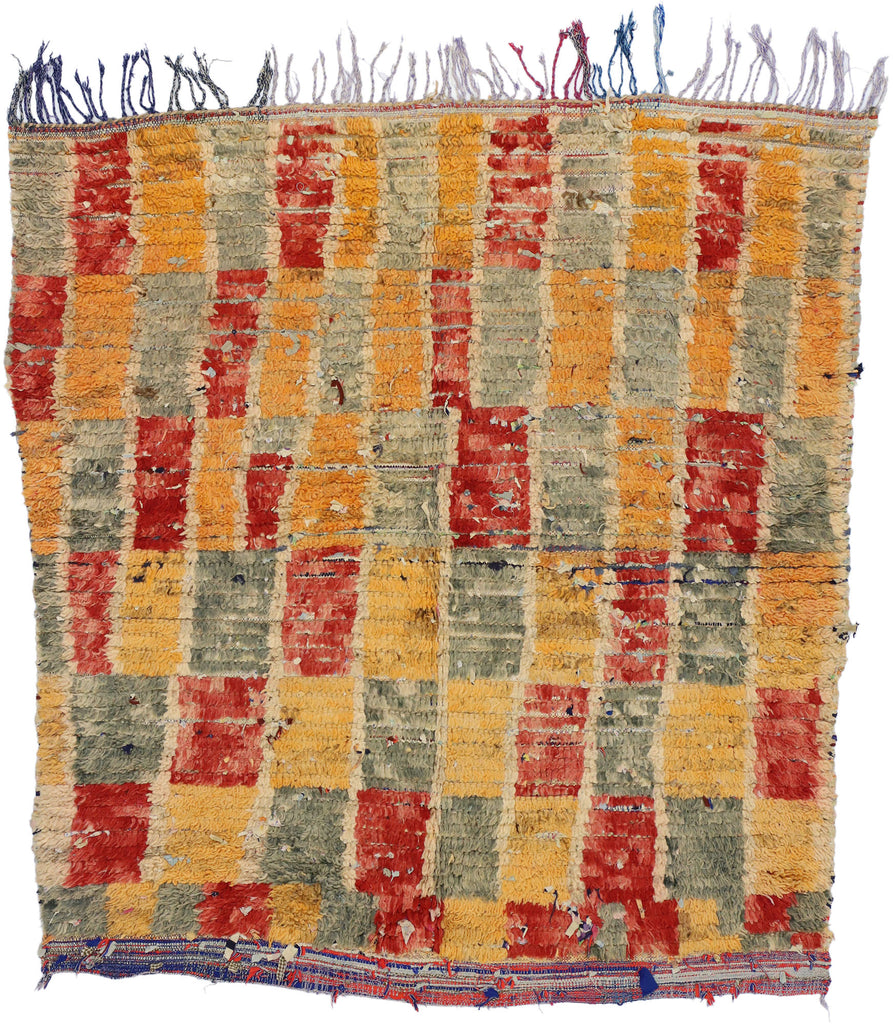 5 x 5 Vintage Checkered Moroccan Rag Rug 20884