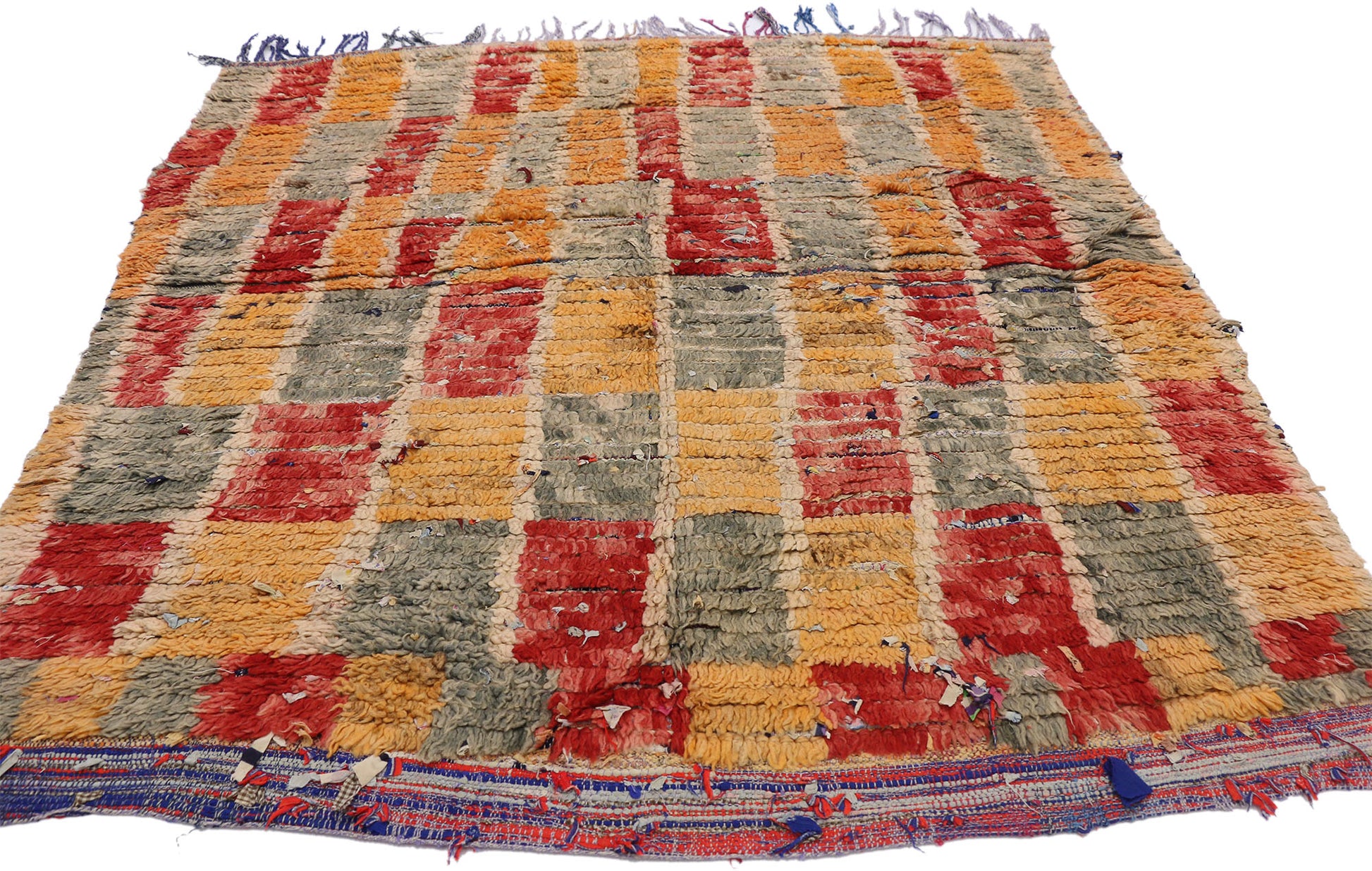 5 x 5 Vintage Checkered Moroccan Rag Rug 20884