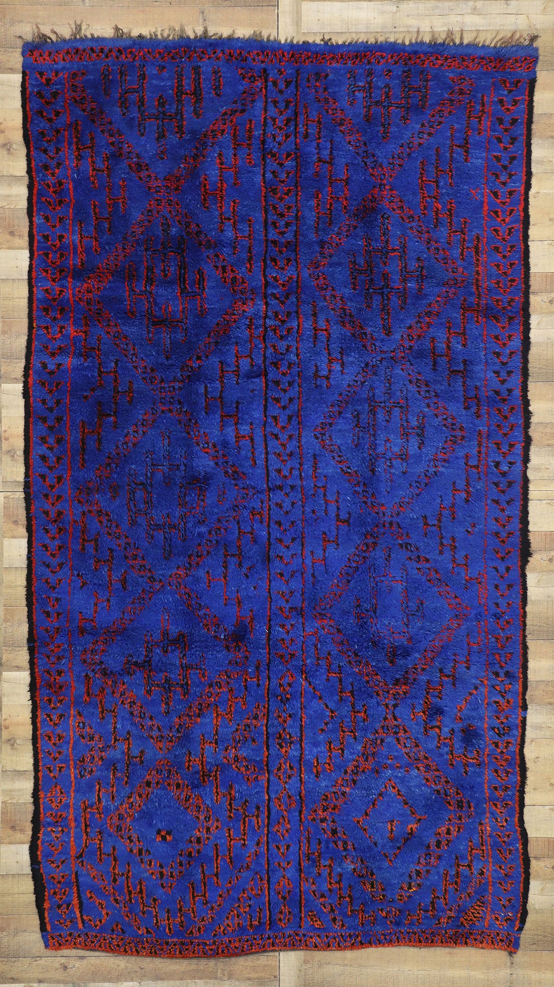 7 x 12 Vintage Beni MGuild Blue Moroccan Rug 20902