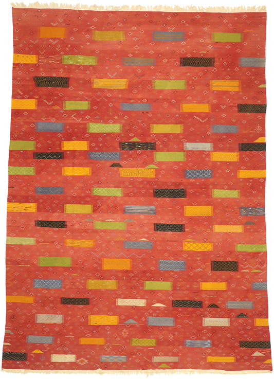 9 x 13 Red Taznakht Moroccan Kilim Rug 20910