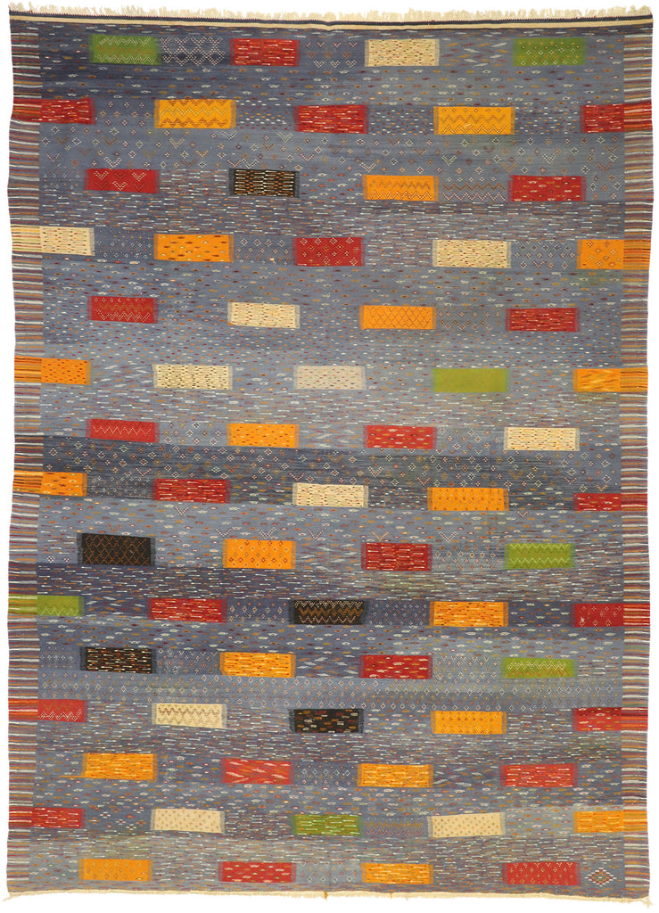 10 x 14 Blue Taznakht Moroccan Kilim Rug 20911