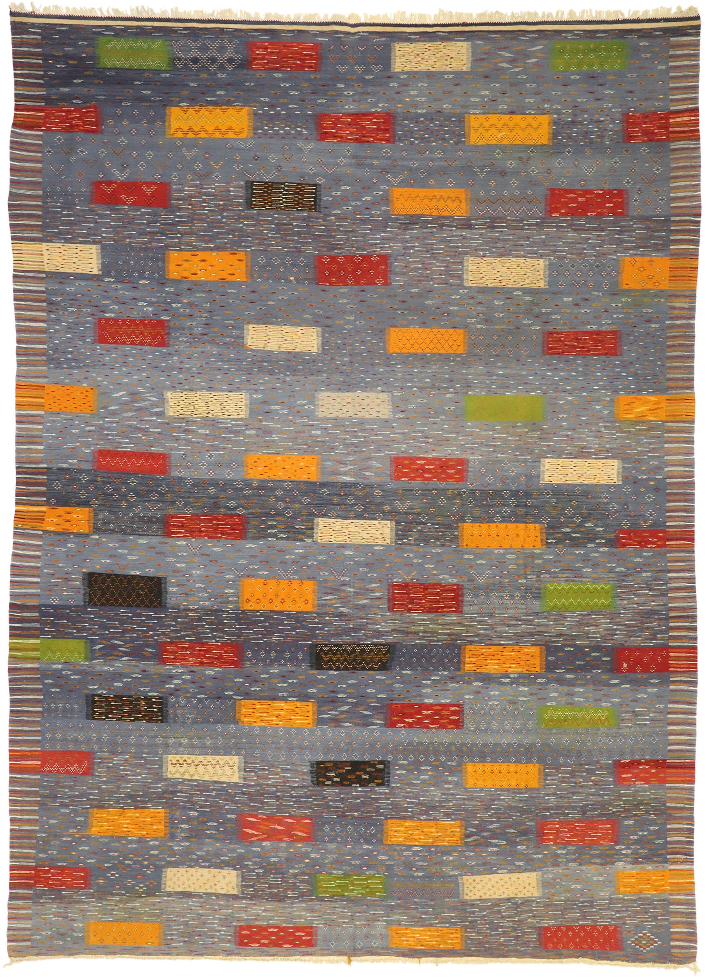 10 x 14 Blue Taznakht Moroccan Kilim Rug 20911