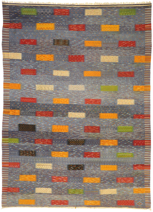 10 x 14 Blue Taznakht Moroccan Kilim Rug 20911