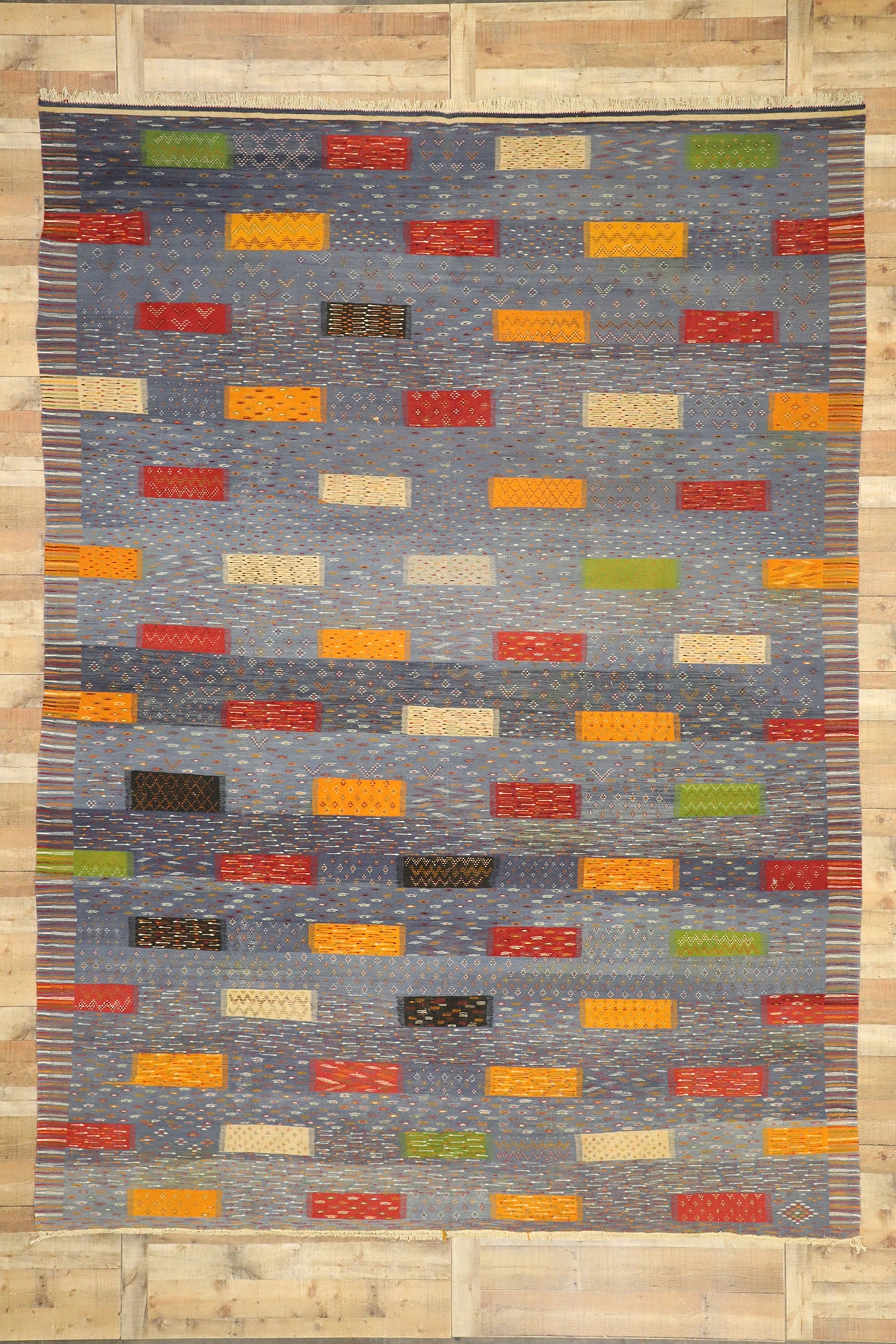 10 x 14 Blue Taznakht Moroccan Kilim Rug 20911