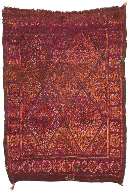 6 x 8 Vintage Burgundy Beni MGuild Moroccan Rug 20966