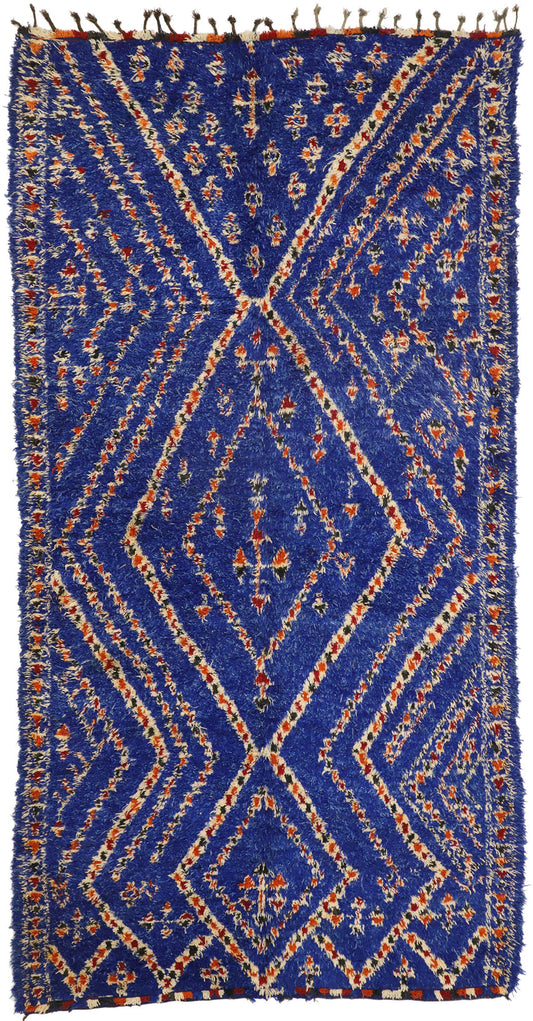 6 x 12 Vintage Beni M'Guild Blue Moroccan Rug 21016