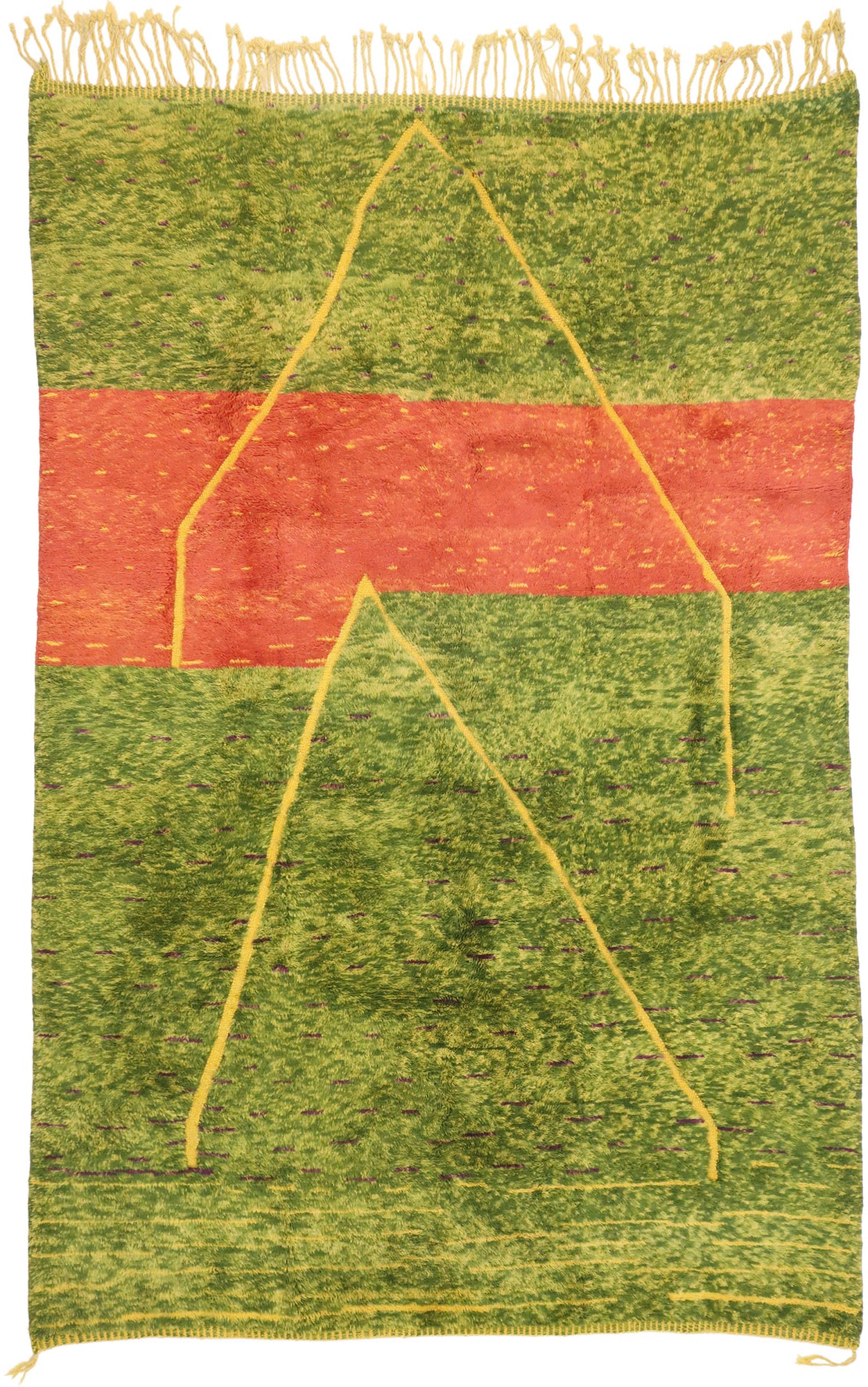 7 x 11 Modern Green Beni Mrirt Moroccan Rug 21037