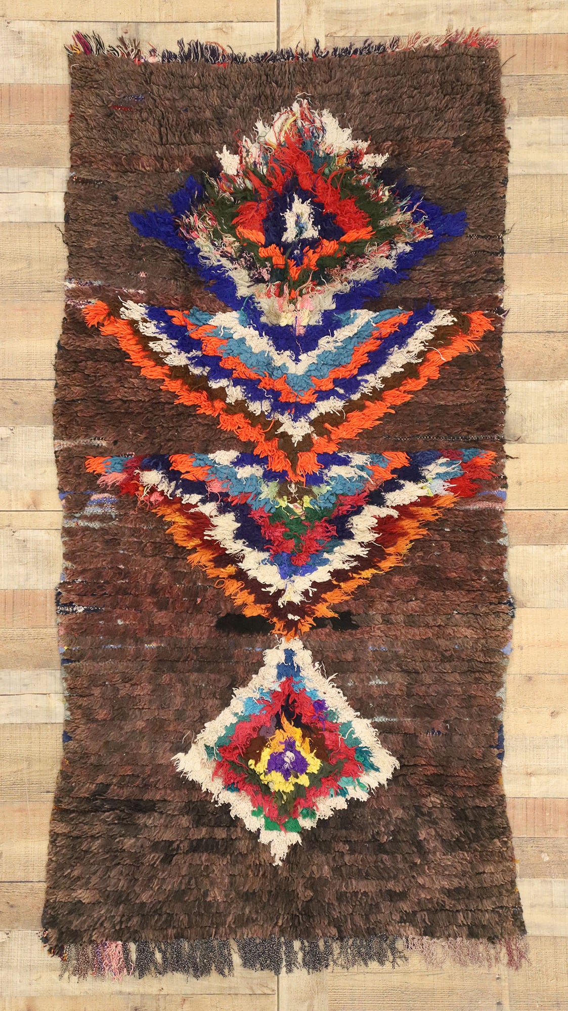 3 x 6 Vintage Brown Moroccan Azilal Rug 21070