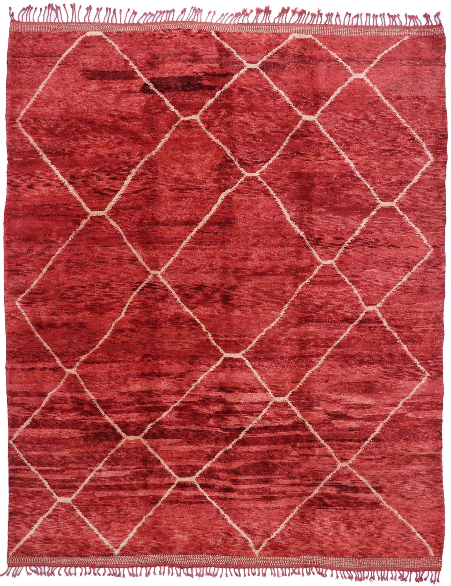 11 x 13 Modern Red Beni Mrirt Moroccan Rug 21156