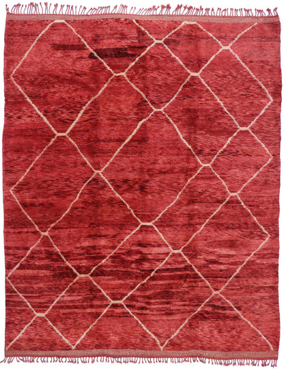 11 x 13 Modern Red Beni Mrirt Moroccan Rug 21156