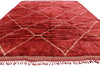11 x 13 Modern Red Beni Mrirt Moroccan Rug 21156