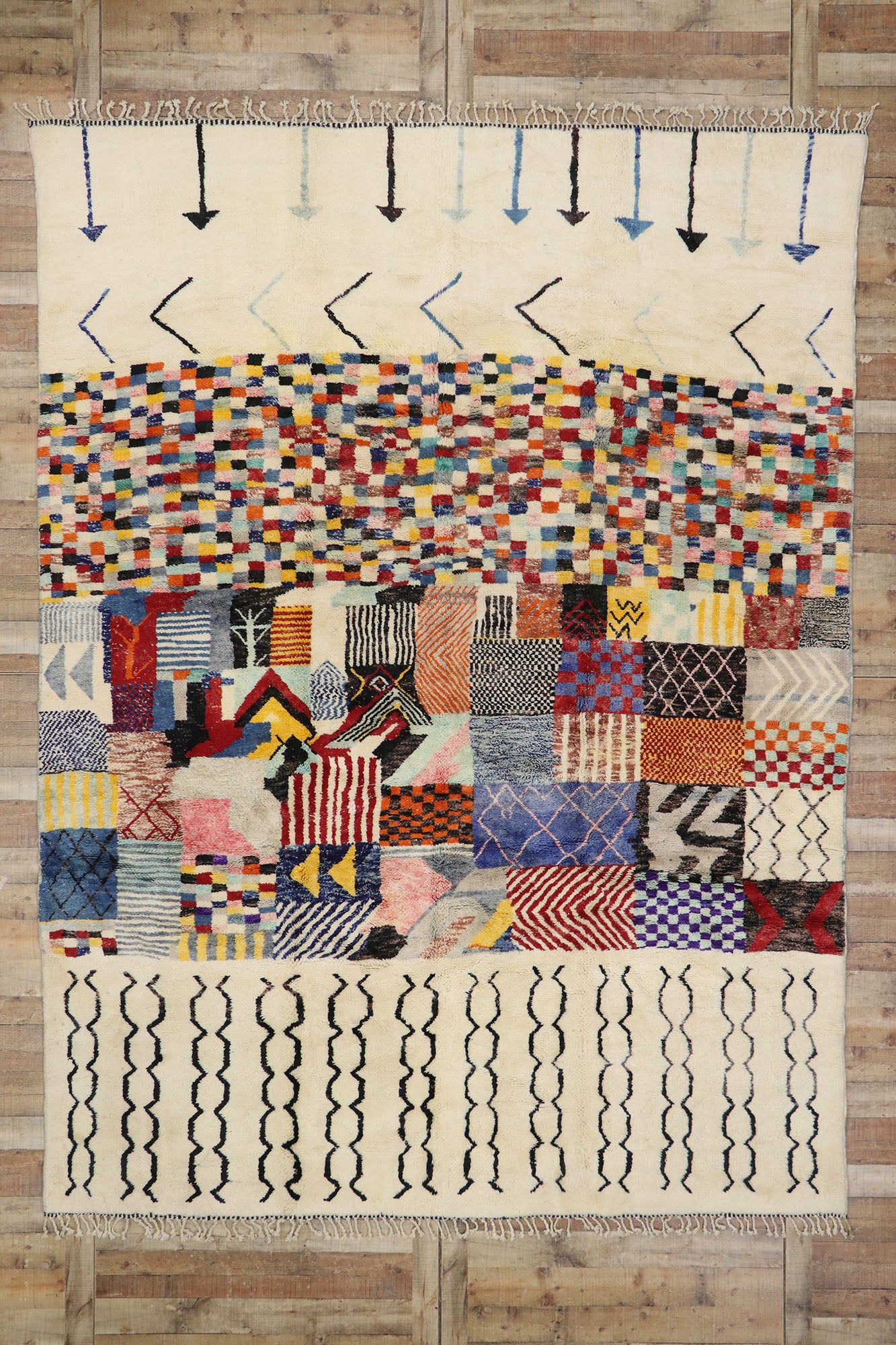 10 x 13 Modern Beni Mrirt Moroccan Rug 21180